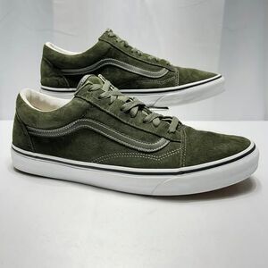 Mens Vans Old Skool Pig Suede Olive Green Water Repellent Sneakers 13